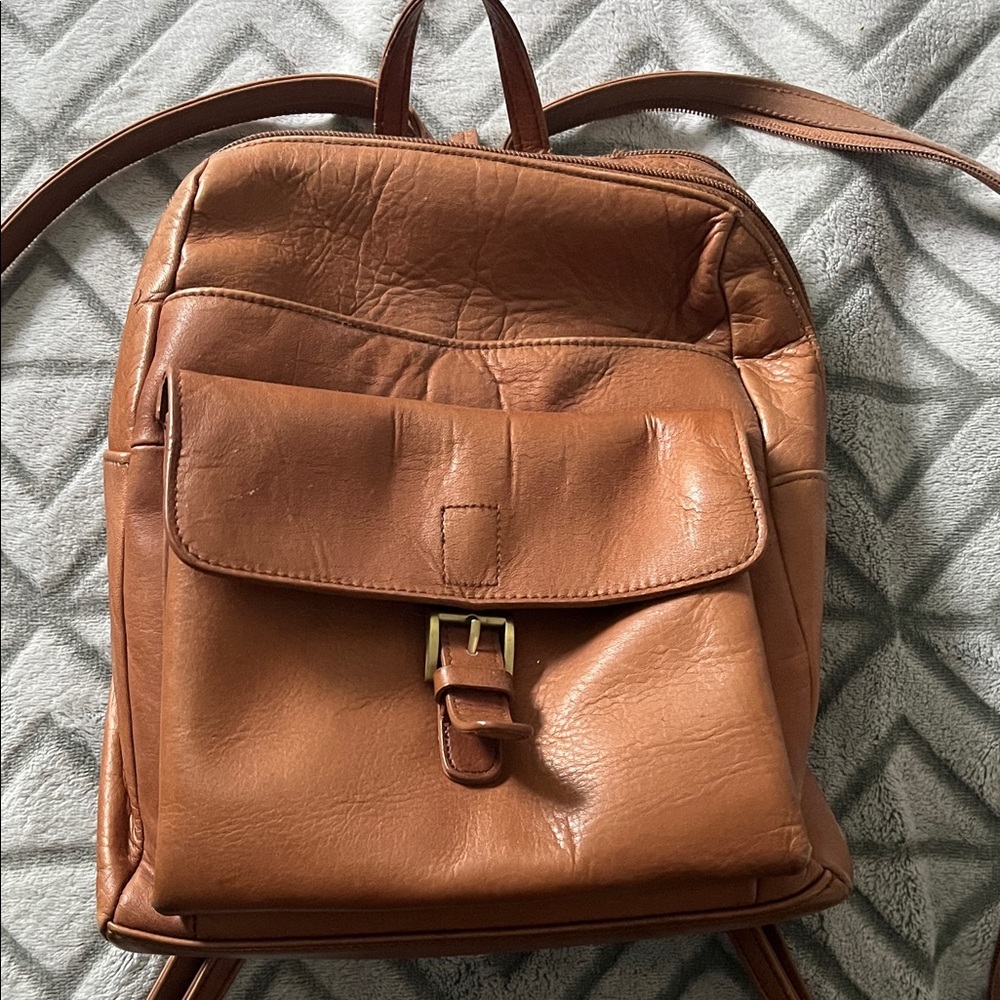 Hillard & Hanson Tan Leather Backpack